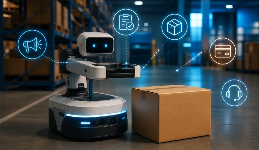 What does ecommerce automation cover across marketing, order fulfillment, and customer support?